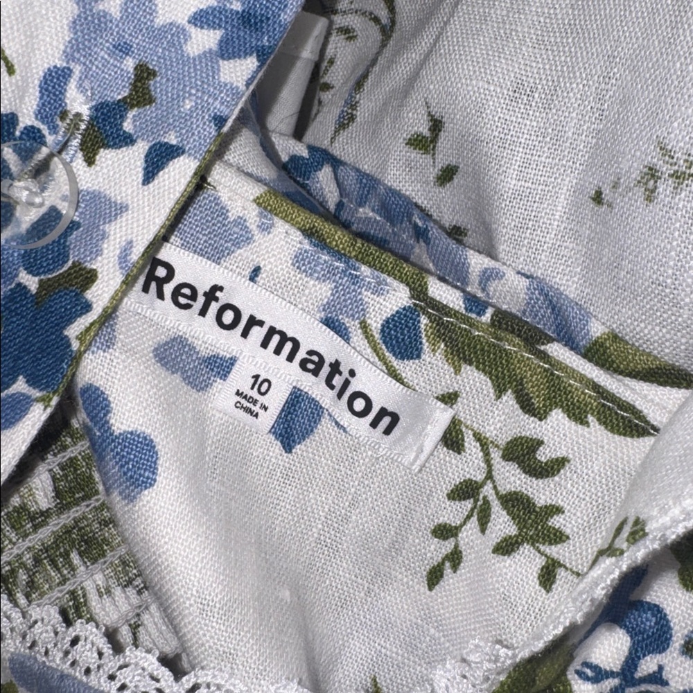 NEW Reformation Tagliatelle Riviera Linen Floral sleeveless Midi Dress SZ 10 - Picture 5 of 9